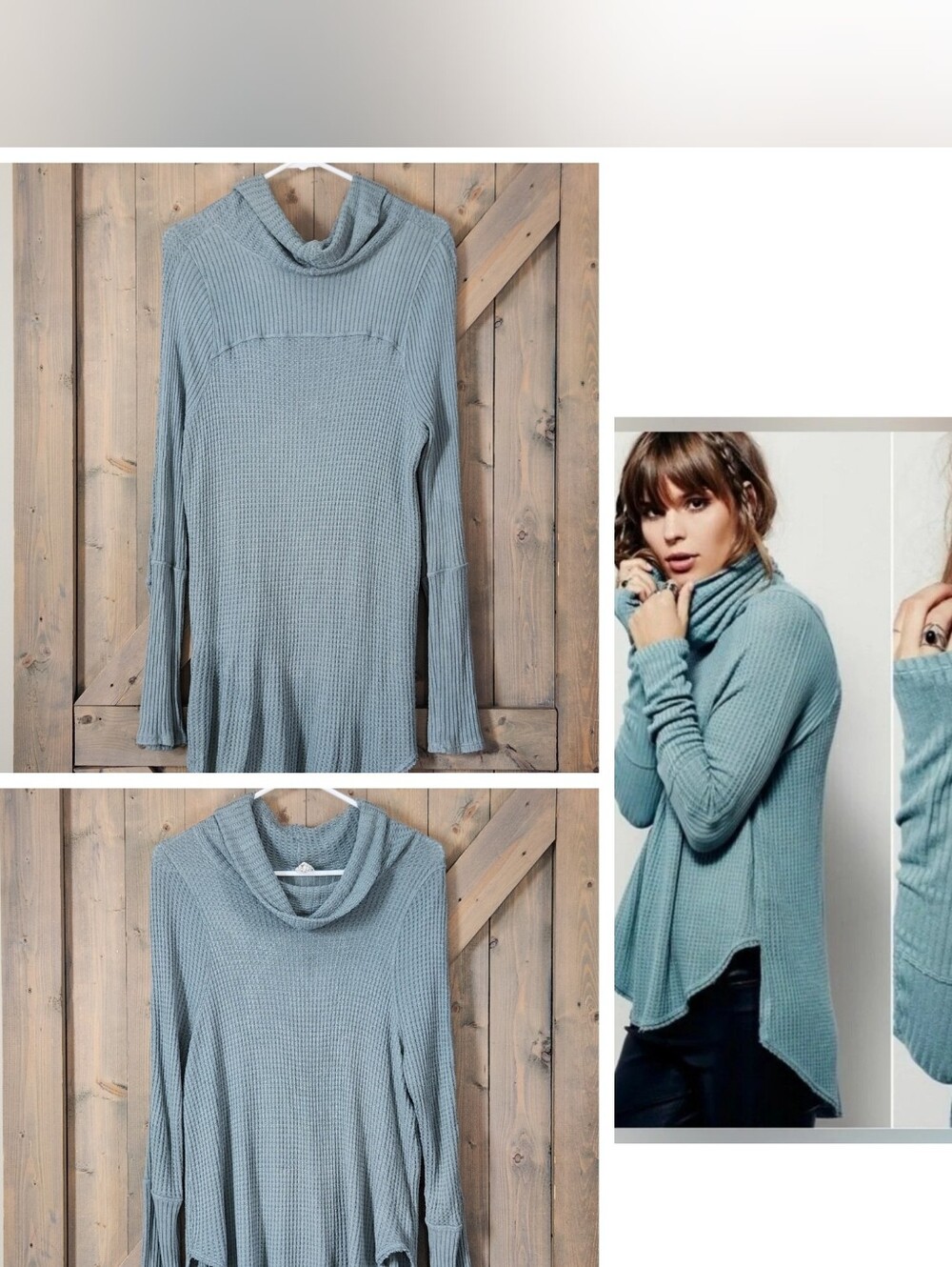 Free People/We The Free Kristina Drippy Waffle Knit Tunic/Sweater Medium